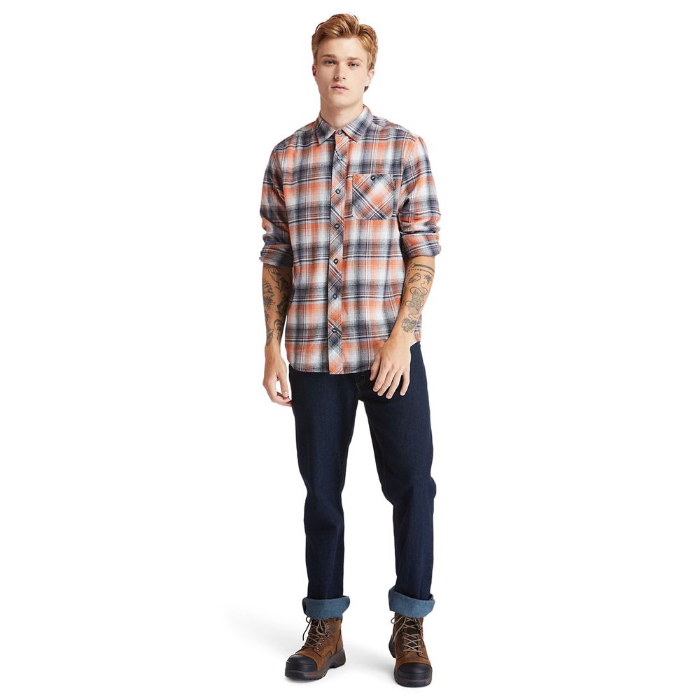 Timberland Mens Shirts PRO® Woodfort Midweight Flannel Work - Orange - India RY0316459